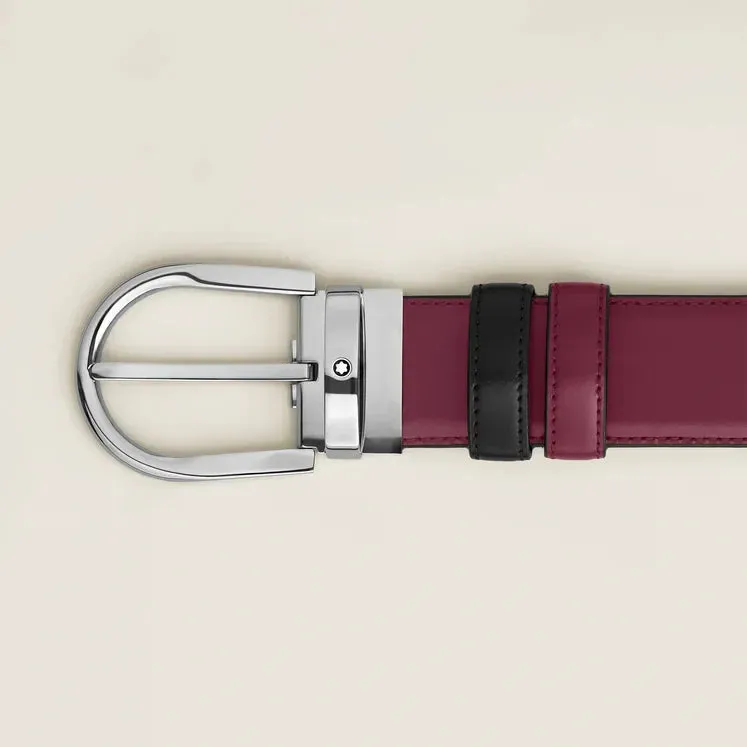 Montblanc Horseshoe Buckle Black/Cassis 35mm Reversible Belt sold by C.W. Sellors product image thumbnail 2