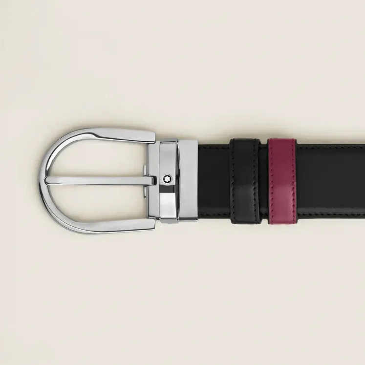 Montblanc Horseshoe Buckle Black/Cassis 35mm Reversible Belt sold by C.W. Sellors product image thumbnail 3