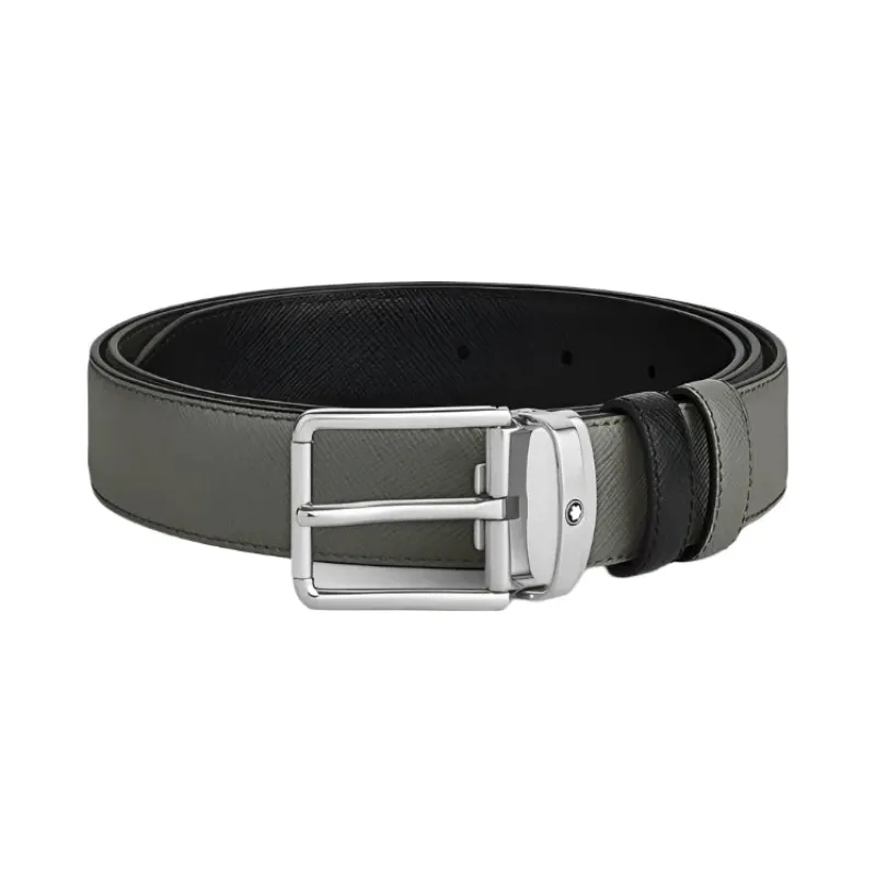 Montblanc Grey/Black 30mm Reversible Leather Belt sold by C.W. Sellors