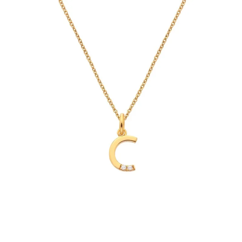 Hot Diamonds x Jac Jossa Gold Plated Sterling Silver Letter C Necklace sold by C.W. Sellors