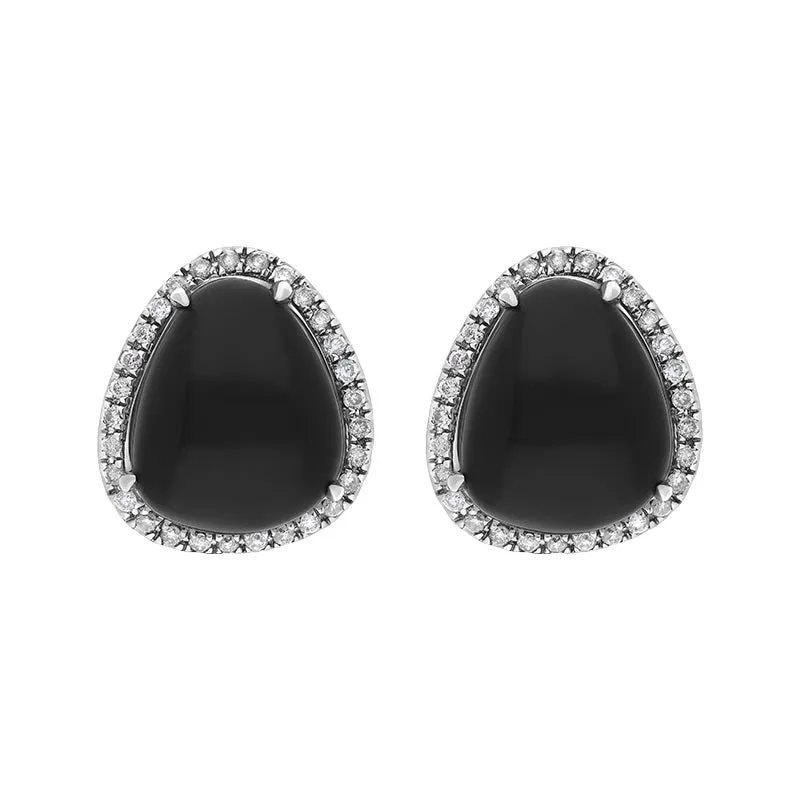 18ct White Gold Black & White Diamond Large Curved Triangle Studs sold by C.W. Sellors