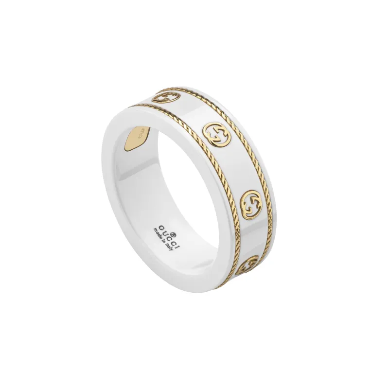 Gucci Icon 18ct Yellow Gold Interlocking G Ring D sold by C.W. Sellors