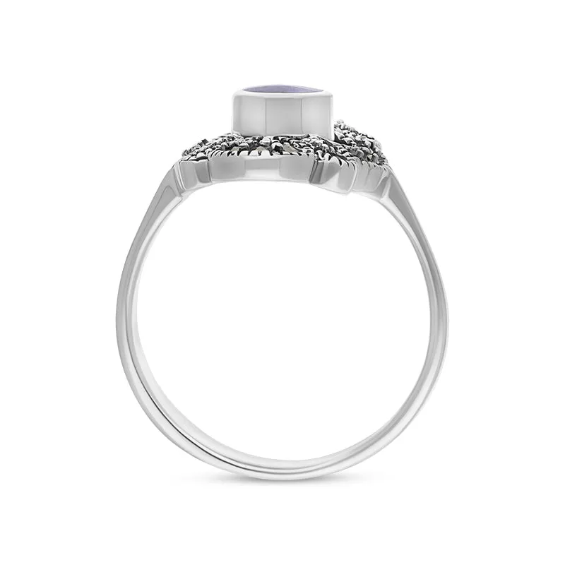 Sterling Silver Blue John Marcasite Round Centre Long Oval Dress Ring sold by C.W. Sellors product image thumbnail 3