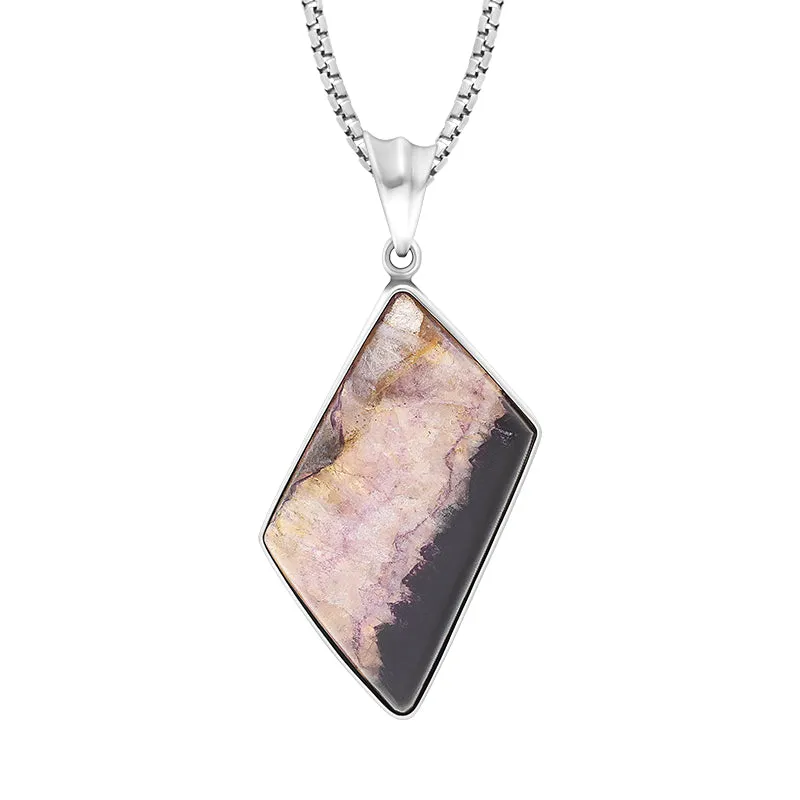 Sterling Silver Blue John Unique Parallelogram Pendant sold by C.W. Sellors