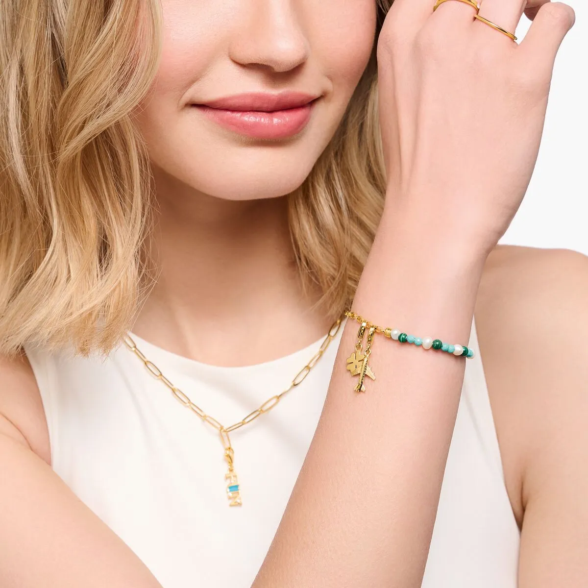 Thomas Sabo Charmista Gold Plated Sterling Silver Four Leaf Clover Charm Pendant sold by C.W. Sellors product image thumbnail 2