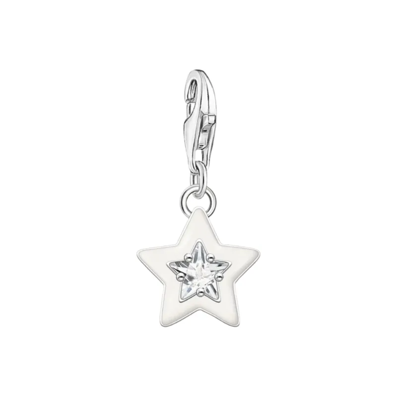 Thomas Sabo Sliver Star With White Stones & White Enamel Charm Pendant sold by C.W. Sellors