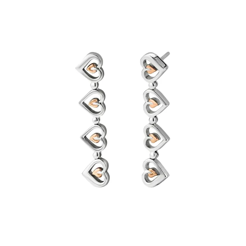 Clogau Tree of Life Sterling Silver Heart Drop-Stud Earrings sold by C.W. Sellors