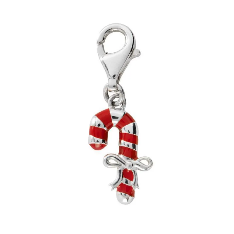 Sterling Silver and Red Enamel Candy Cane Charm D sold by C.W. Sellors