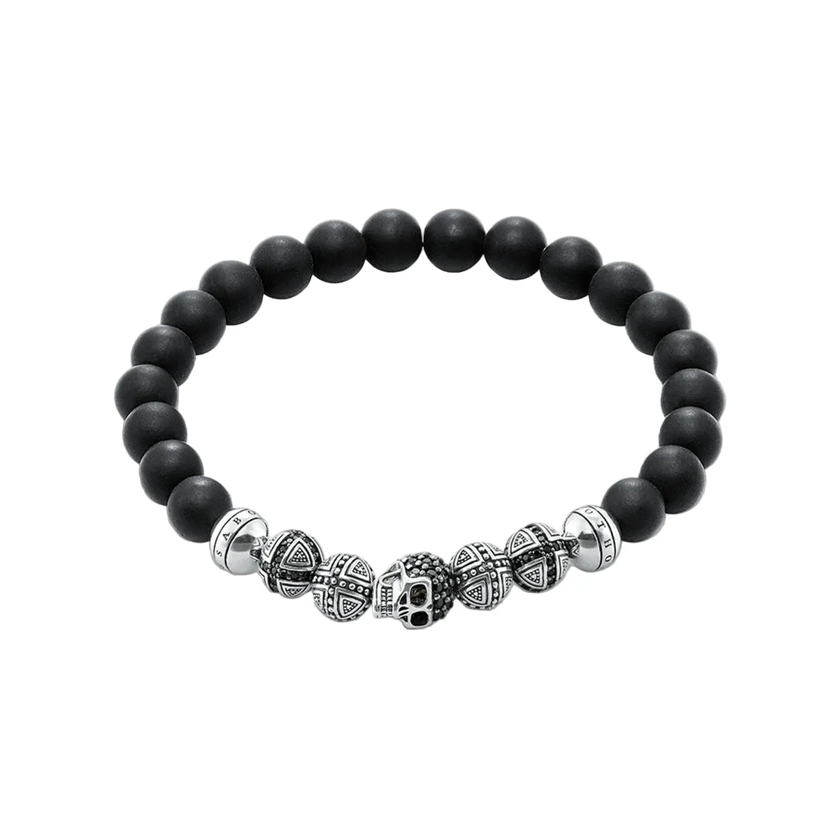 Thomas Sabo Obsidian & Black Zirconia Skull Bracelet sold by C.W. Sellors