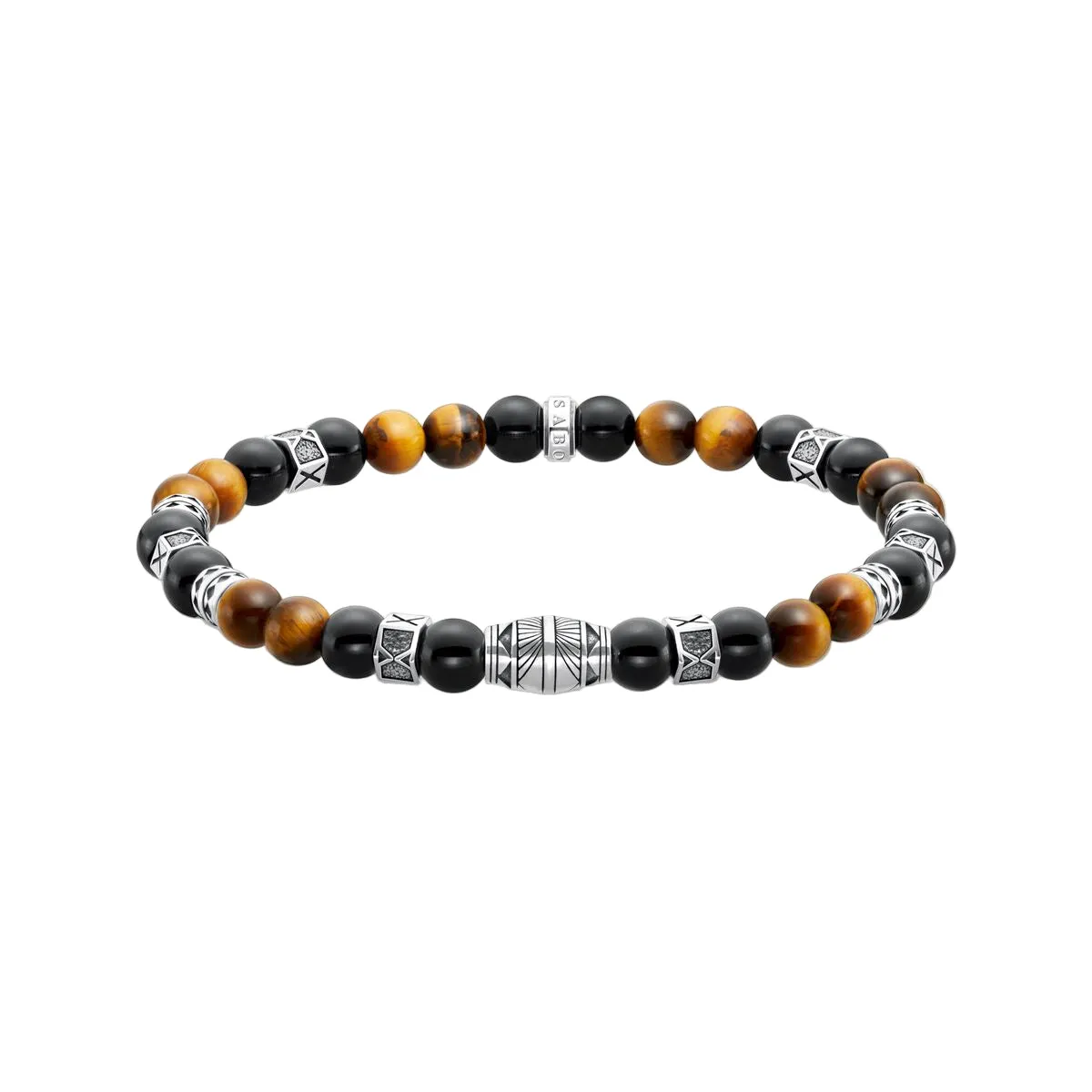 Thomas Sabo Silver Bracelet with Black Onyx Beads & Tiger's Eye sold by C.W. Sellors