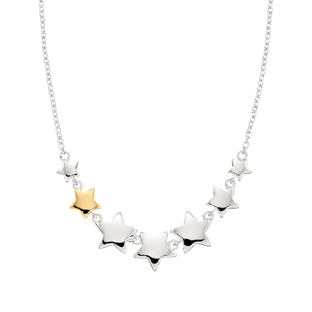 Little Star Zara Sterling Silver and Rose Gold Lots of Star Necklace D sold by C.W. Sellors