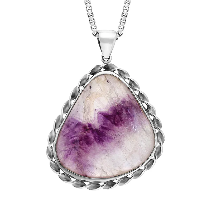 Sterling Silver Blue John Abstract Pear Rope Edge Pendant sold by C.W. Sellors