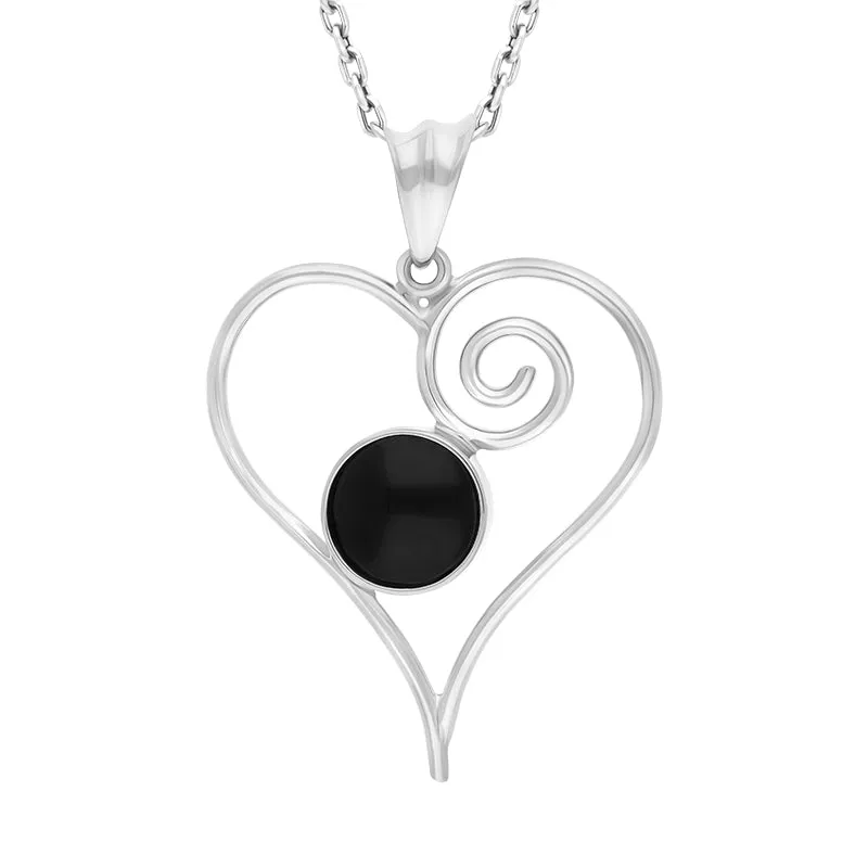 Sterling Silver Whitby Jet Open Frame Necklace sold by C.W. Sellors