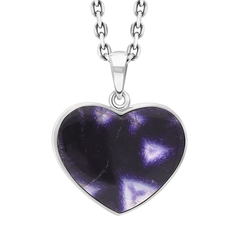 Sterling Silver Blue John Unique Heart Pendant sold by C.W. Sellors