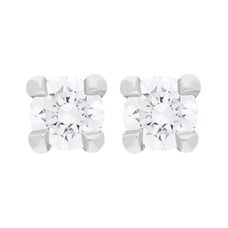18ct White Gold 0.10ct Diamond Brilliant Cut Diamond Stud Earrings sold by C.W. Sellors