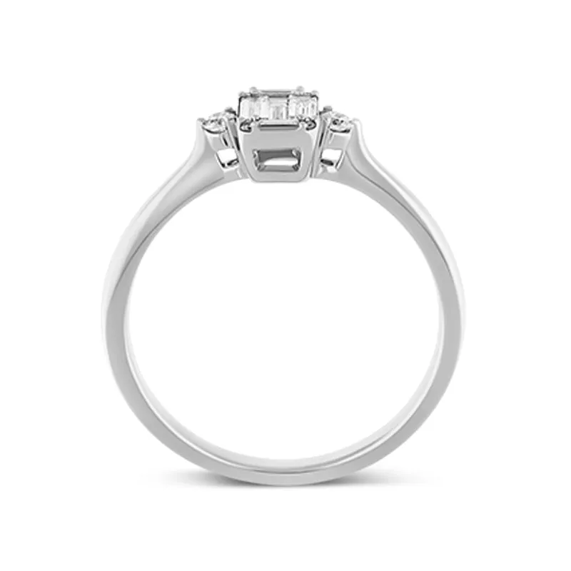 18ct White Gold 0.18ct Diamond Round and Baguette Cut Ring sold by C.W. Sellors product image thumbnail 3