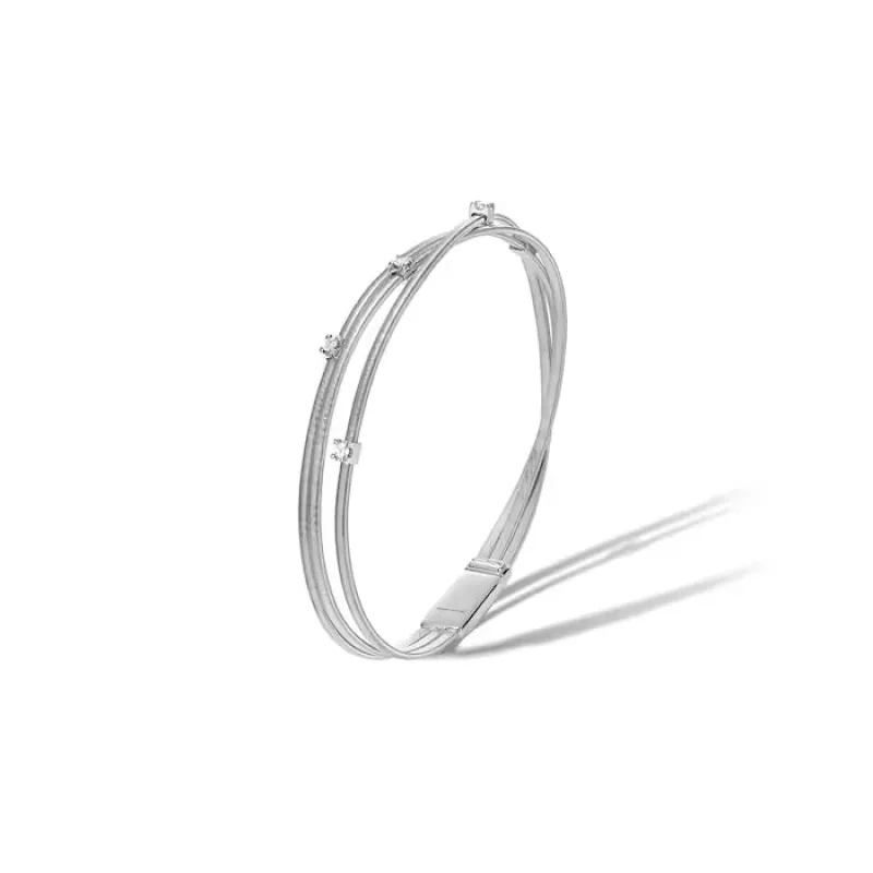 Marco Bicego Goa 18ct White Gold Diamond Three Strand Bracelet sold by C.W. Sellors