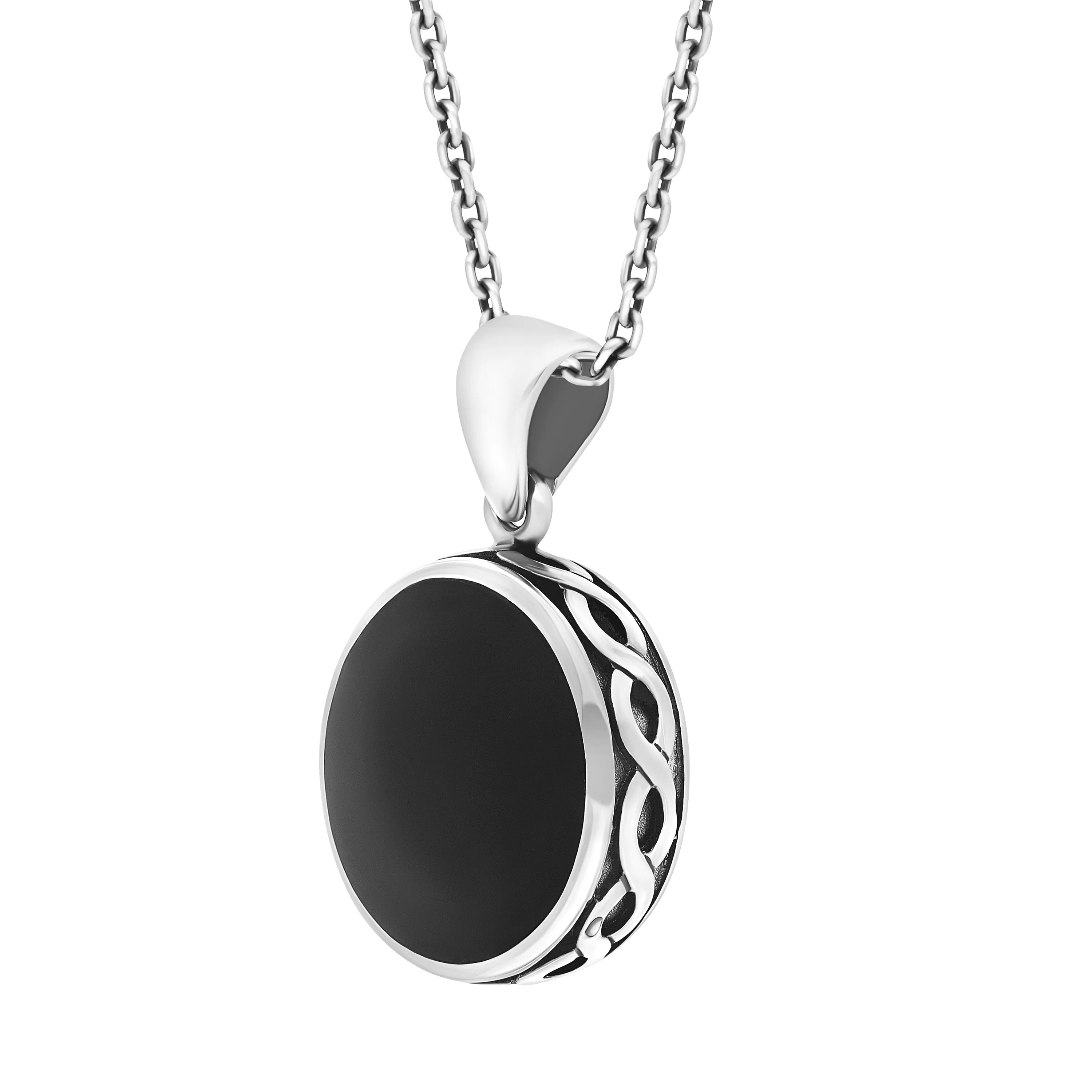 Sterling Silver Whitby Jet and Blue John Round Celtic Pendant sold by C.W. Sellors product image thumbnail 2