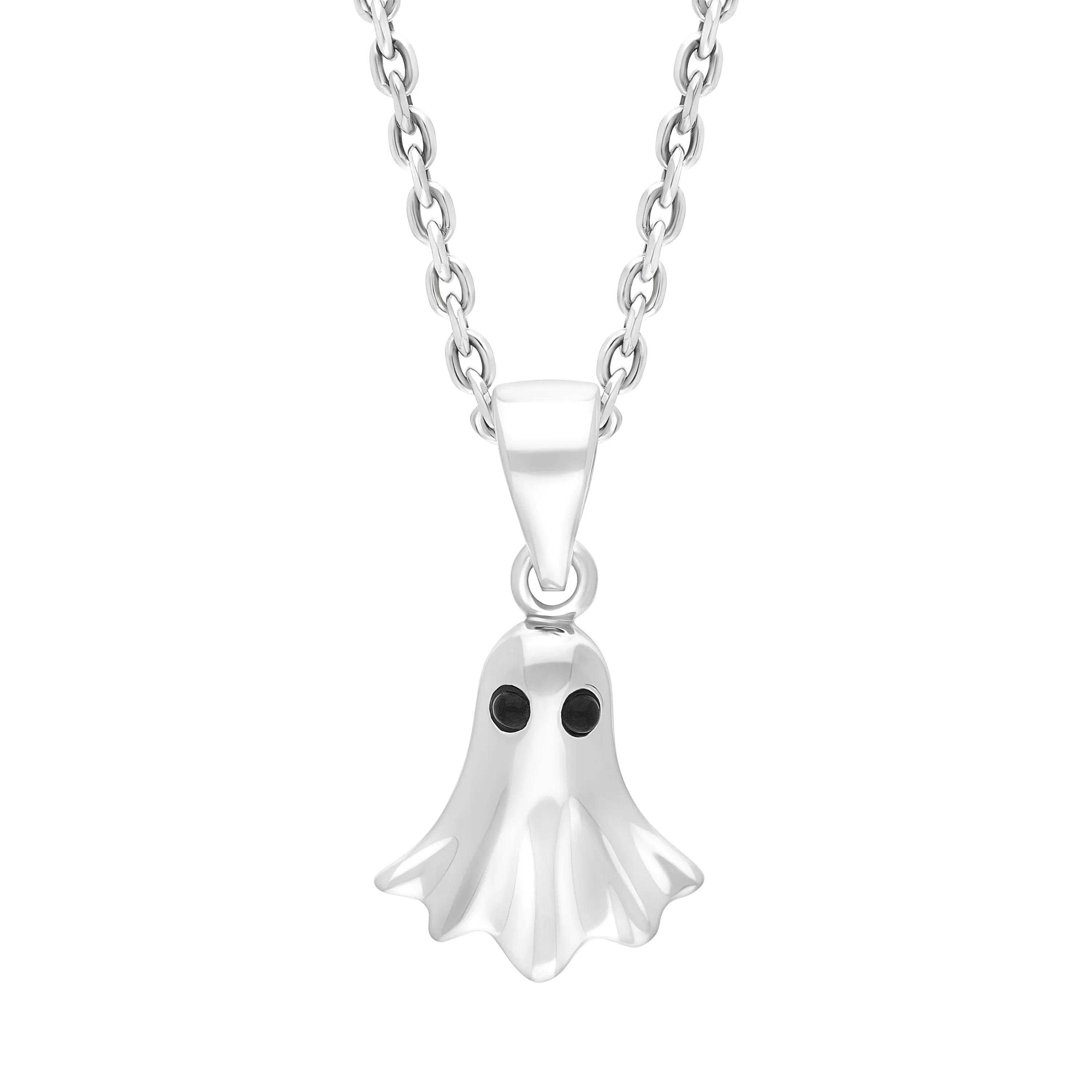Sterling Silver Whitby Jet Small Ghost Pendant sold by C.W. Sellors