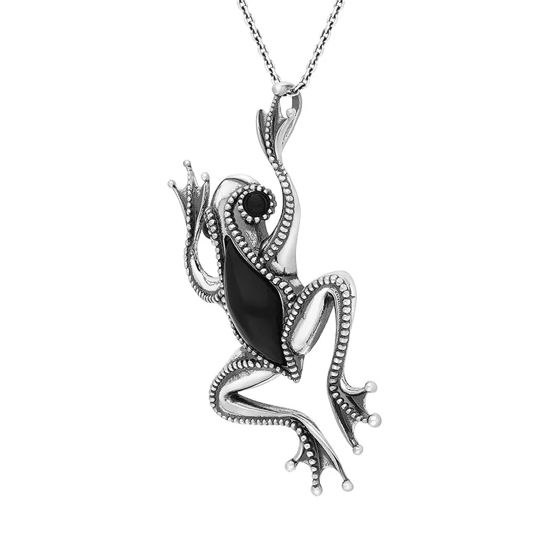 Sterling Silver Whitby Jet Frog Pendant sold by C.W. Sellors product image thumbnail 2