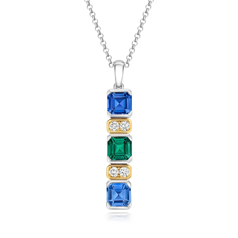 18ct White and Yellow Gold Sapphire & Diamond Candy Pendant sold by C.W. Sellors