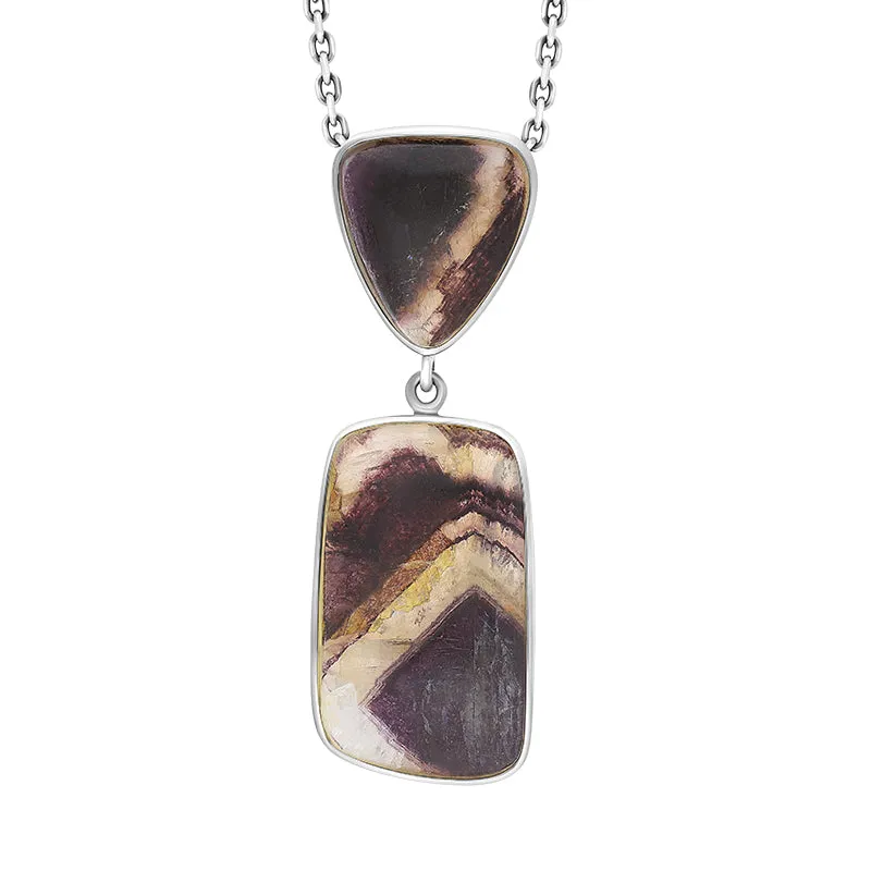 Sterling Silver Blue John Two Stone Abstract Oval Unique Pendant sold by C.W. Sellors