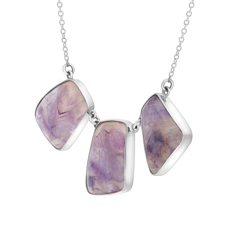 Sterling Silver Blue John Three Stone Abstract Oval Necklace sold by C.W. Sellors product image thumbnail 2