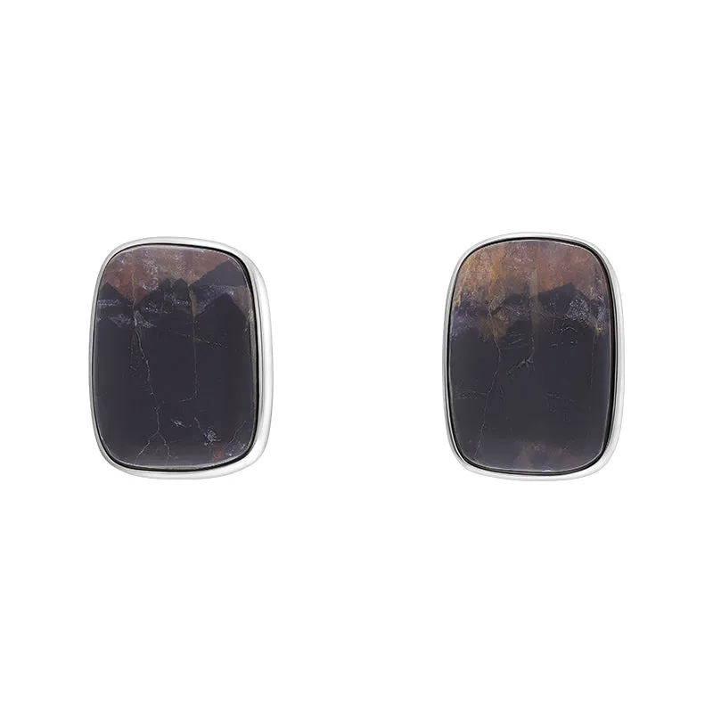 Sterling Silver Blue John Oblong Unique Earrings sold by C.W. Sellors