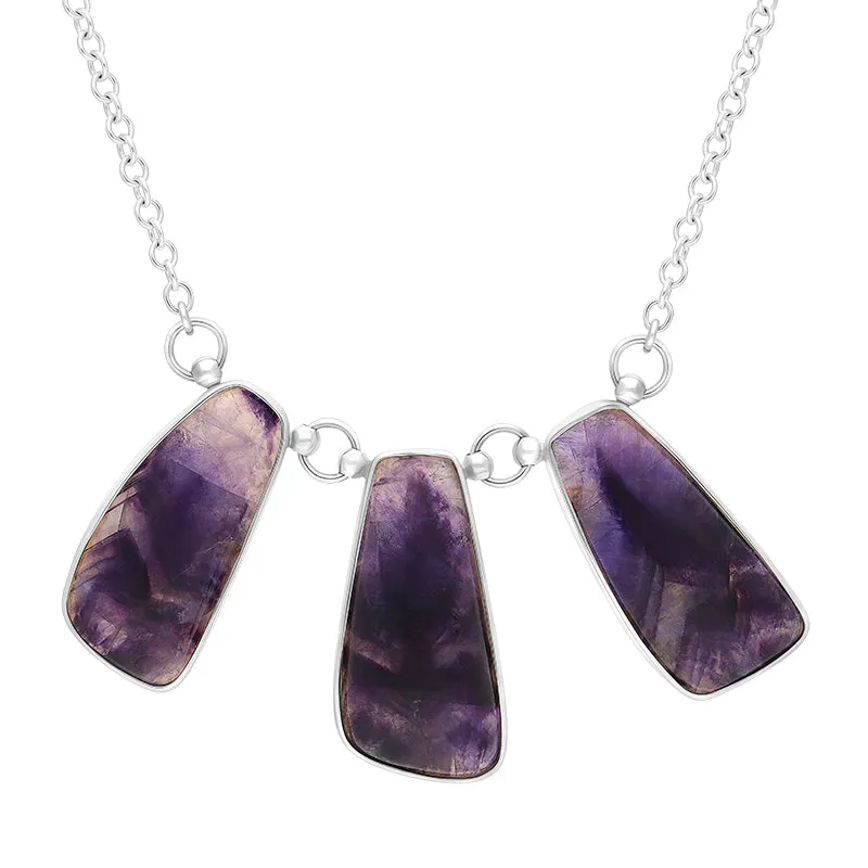 Sterling Silver Blue John Three Stone Abstract Oval Unique Necklace sold by C.W. Sellors