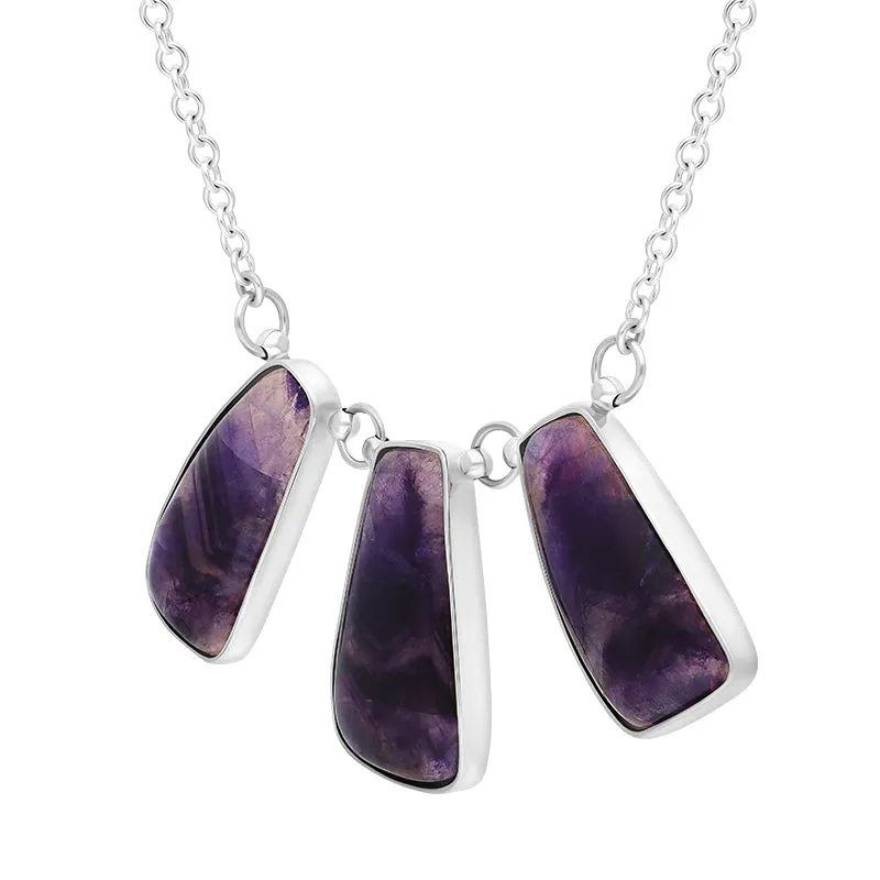 Sterling Silver Blue John Three Stone Abstract Oval Unique Necklace sold by C.W. Sellors product image thumbnail 2