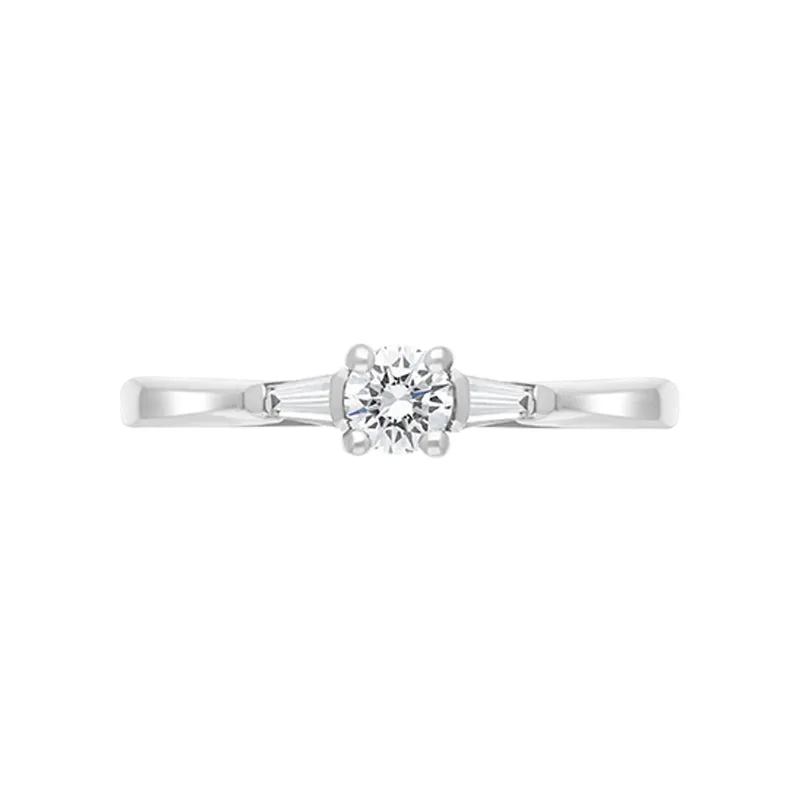 Platinum Diamond Round Brilliant Tapered Baguette Cut Three Stone Ring D sold by C.W. Sellors product image thumbnail 2