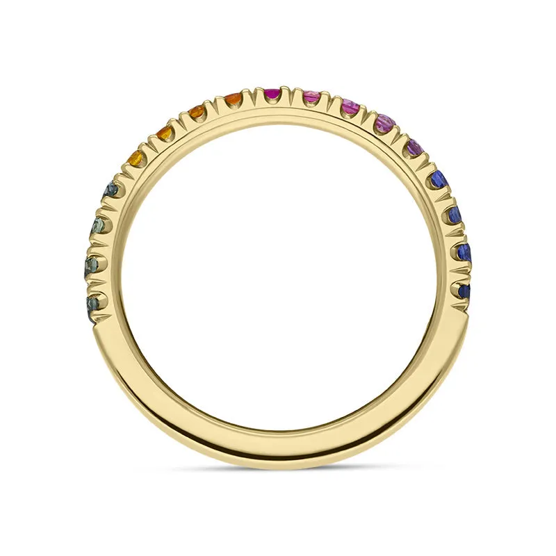 18ct Yellow Gold Sapphire Multicolour Rainbow Half Eternity Ring sold by C.W. Sellors product image thumbnail 3