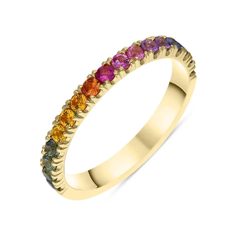18ct Yellow Gold Sapphire Multicolour Rainbow Half Eternity Ring sold by C.W. Sellors