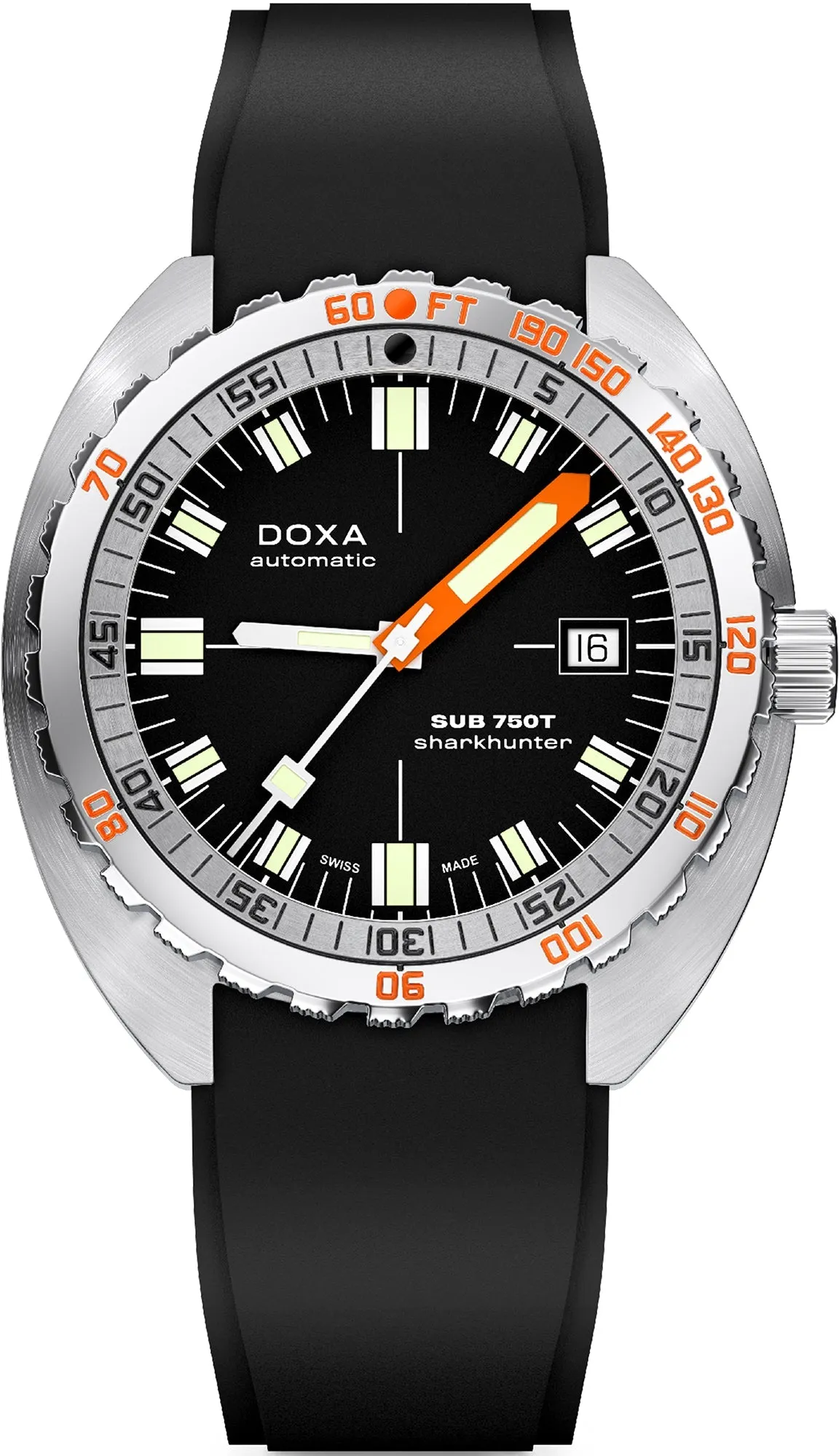 Doxa Sub 750T Sharkhunter Black Rubber Watch sold by C.W. Sellors