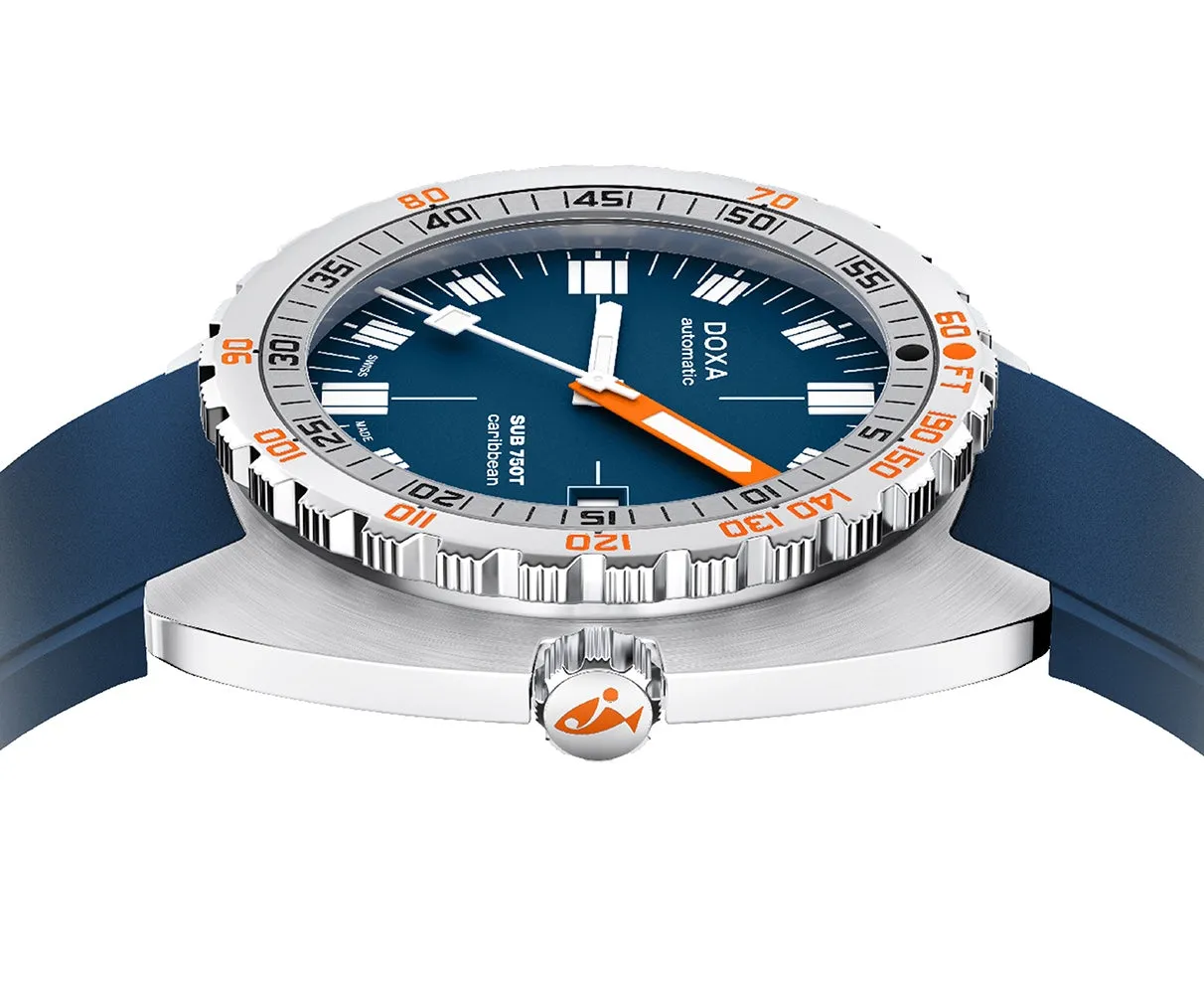 Doxa Sub 750T Caribbean Blue Rubber Watch sold by C.W. Sellors product image thumbnail 3
