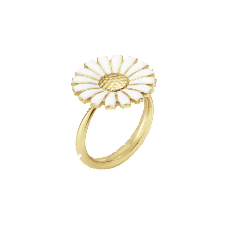 Georg Jensen Daisy 18ct Yellow Gold Plated White Enamel Ring sold by C.W. Sellors