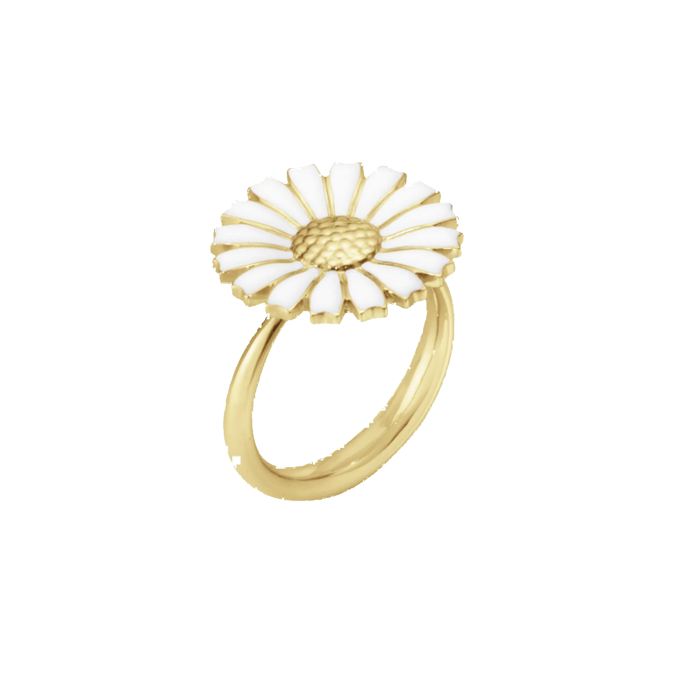 Georg Jensen Daisy 18ct Yellow Gold Plated White Enamel Ring sold by C.W. Sellors