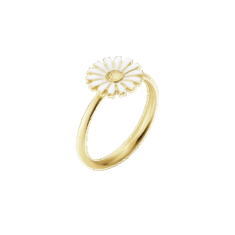 Georg Jensen Daisy 18ct Yellow Gold Plated White Enamel Ring sold by C.W. Sellors