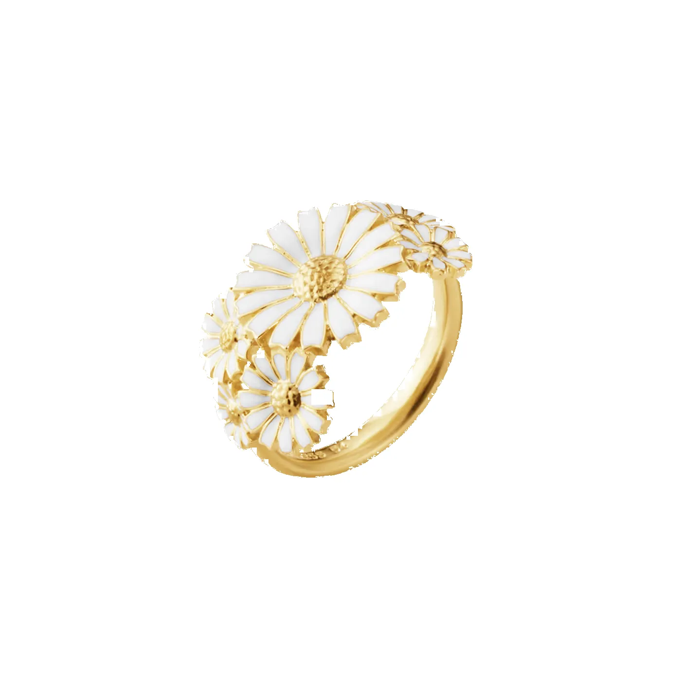 Georg Jensen Daisy 18ct Yellow Gold Plated White Enamel Layered Ring sold by C.W. Sellors