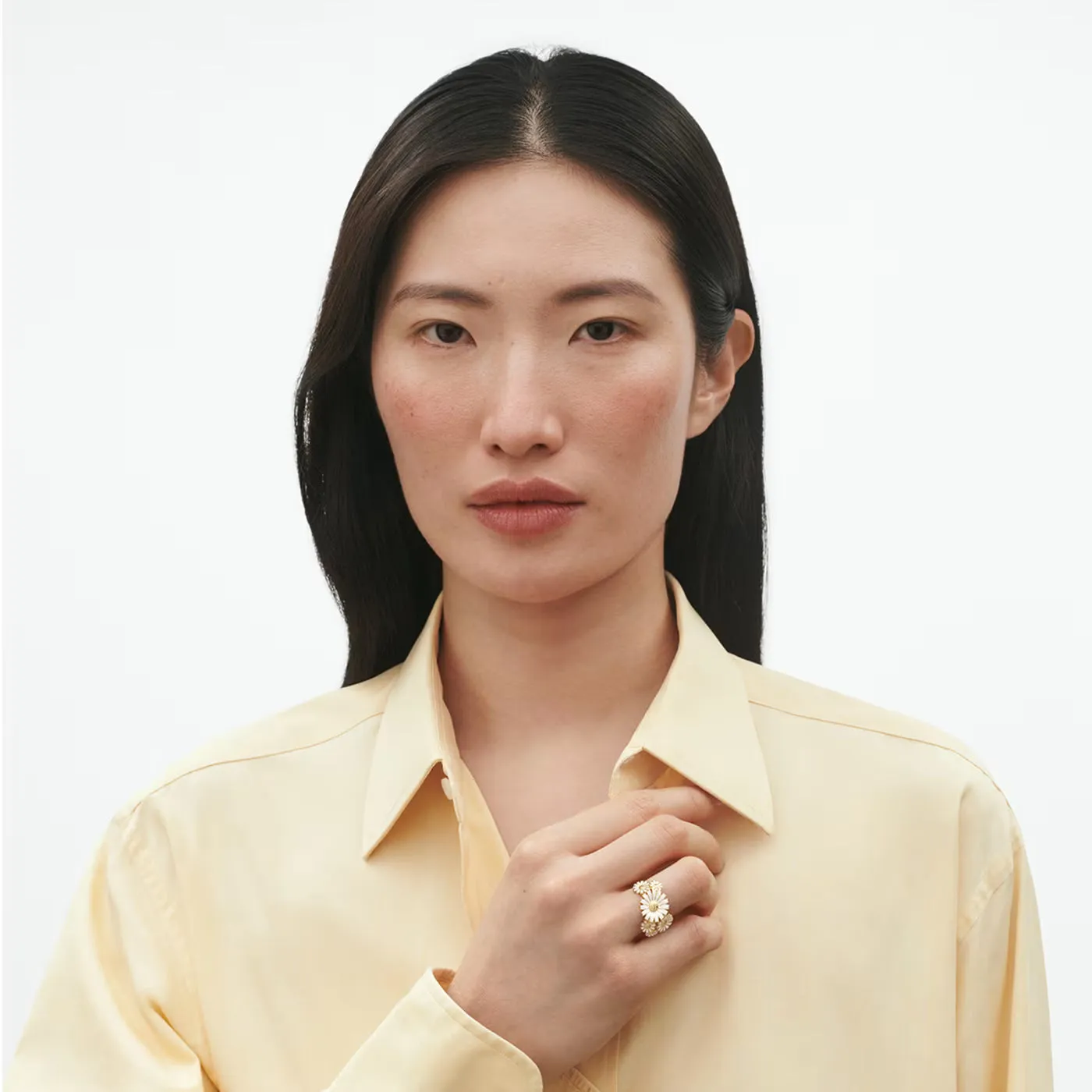 Georg Jensen Daisy 18ct Yellow Gold Plated White Enamel Layered Ring sold by C.W. Sellors product image thumbnail 3