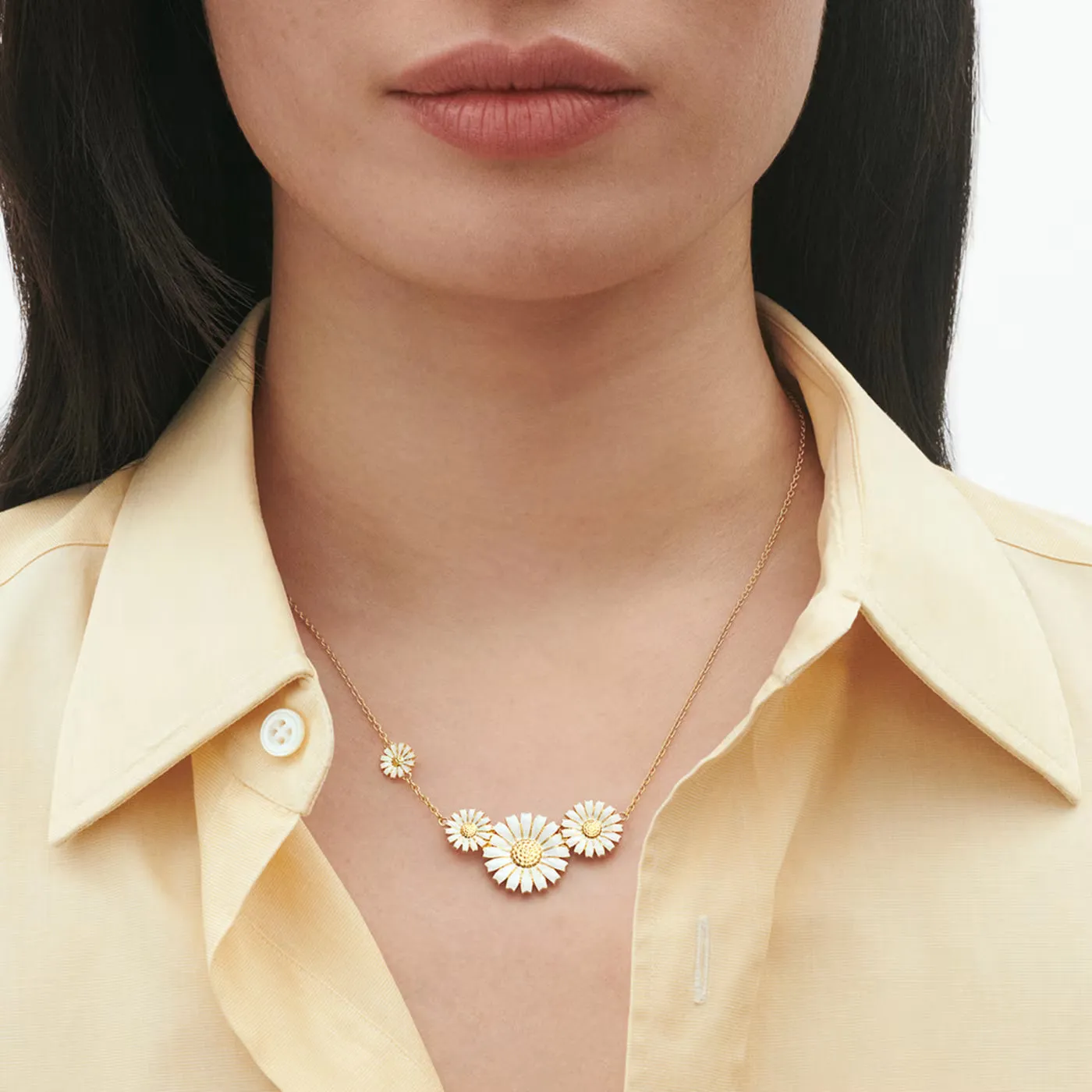 Georg Jensen Daisy 18ct Yellow Gold Plated White Enamel Necklace sold by C.W. Sellors product image thumbnail 2