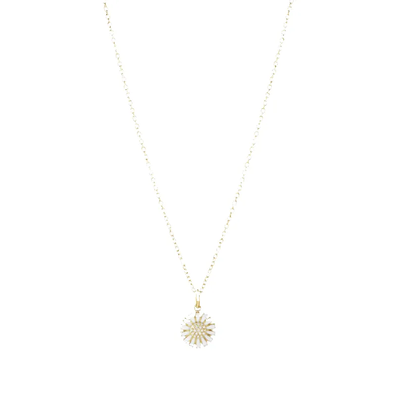 Georg Jensen Daisy 18ct Gold Plated Diamond and White Enamel Necklace sold by C.W. Sellors