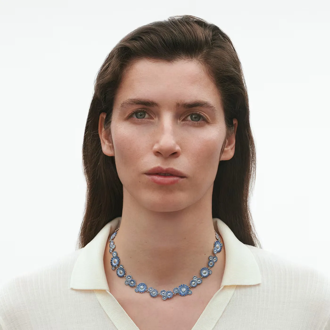 Georg Jensen Daisy Rhodium Plated Sterling Silver Blue Enamel Necklace sold by C.W. Sellors product image thumbnail 3