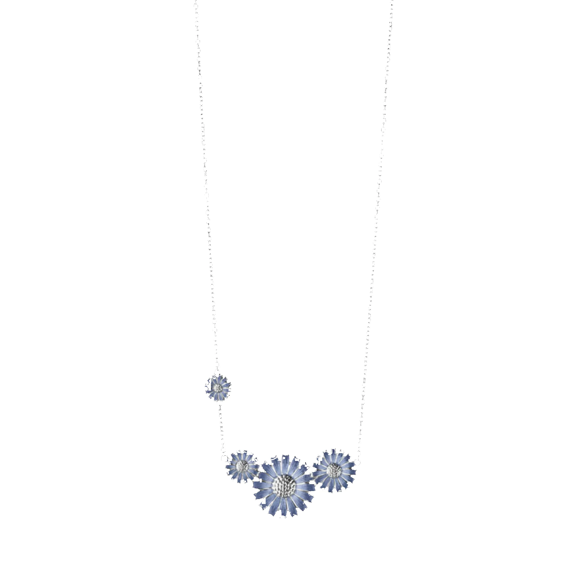 Georg Jensen Daisy Rhodium Plated Sterling Silver Blue Enamel Necklace sold by C.W. Sellors