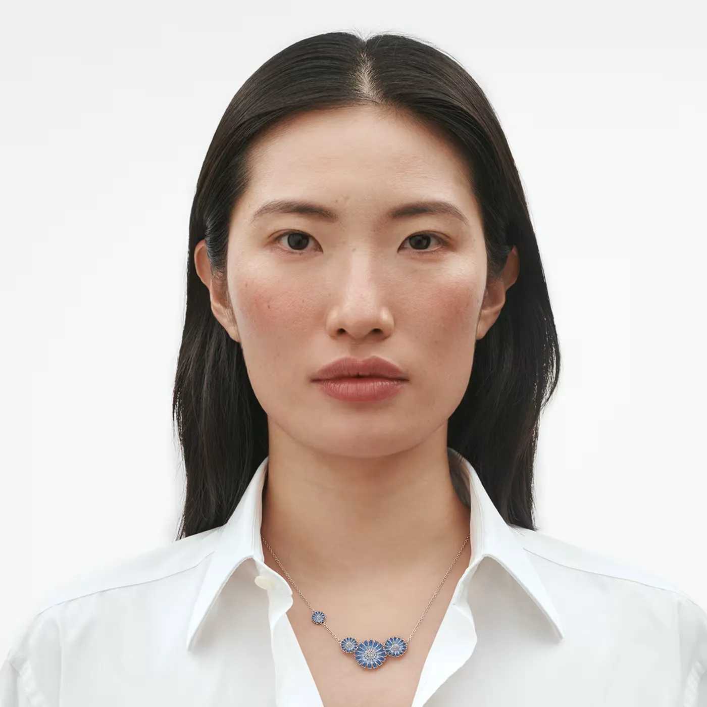 Georg Jensen Daisy Rhodium Plated Sterling Silver Blue Enamel Necklace sold by C.W. Sellors product image thumbnail 3