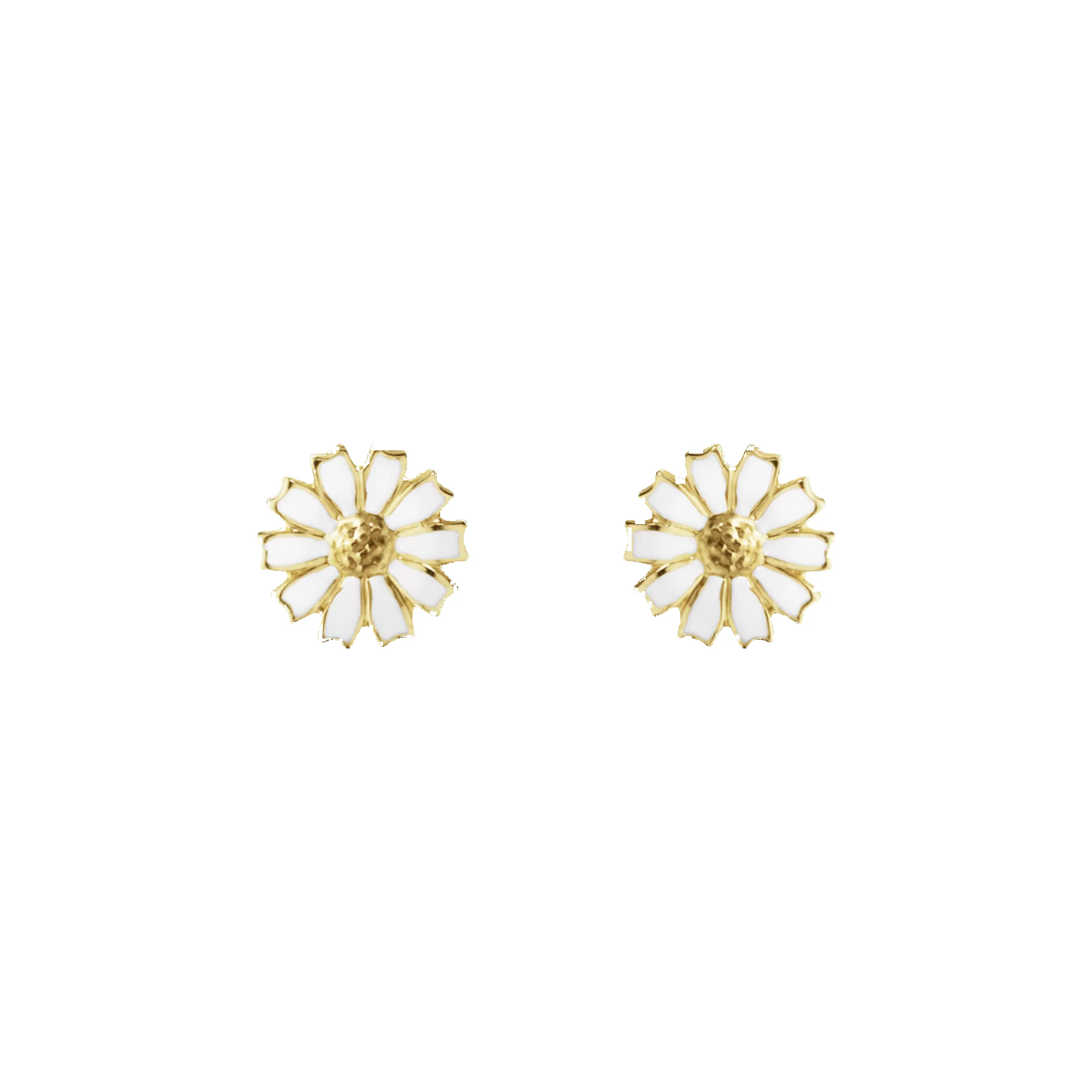 Georg Jensen Daisy 18ct Yellow Gold White Enamel Stud Earrings sold by C.W. Sellors