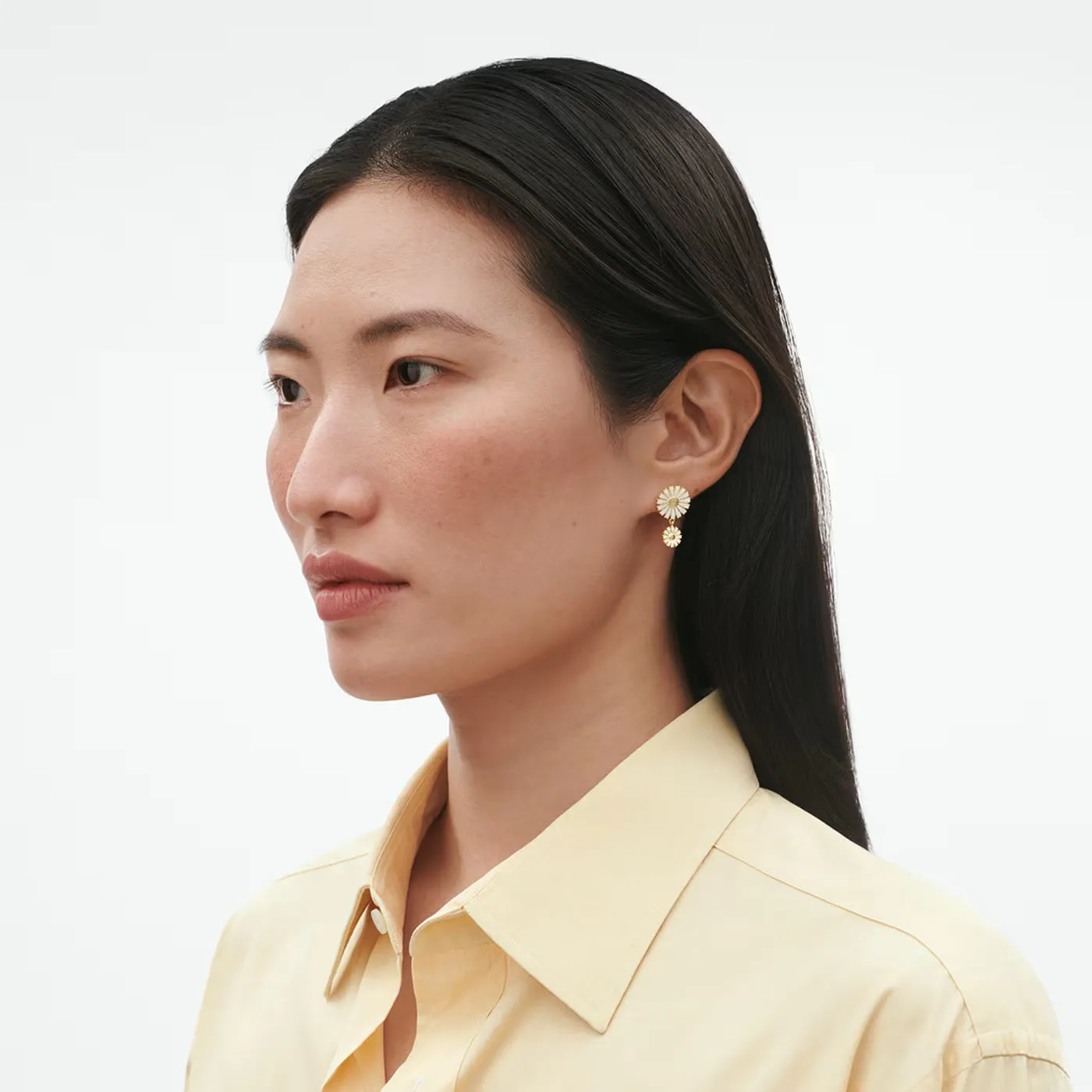 Georg Jensen Daisy 18ct Yellow Gold Plated White Enamel Double Earrings sold by C.W. Sellors product image thumbnail 3