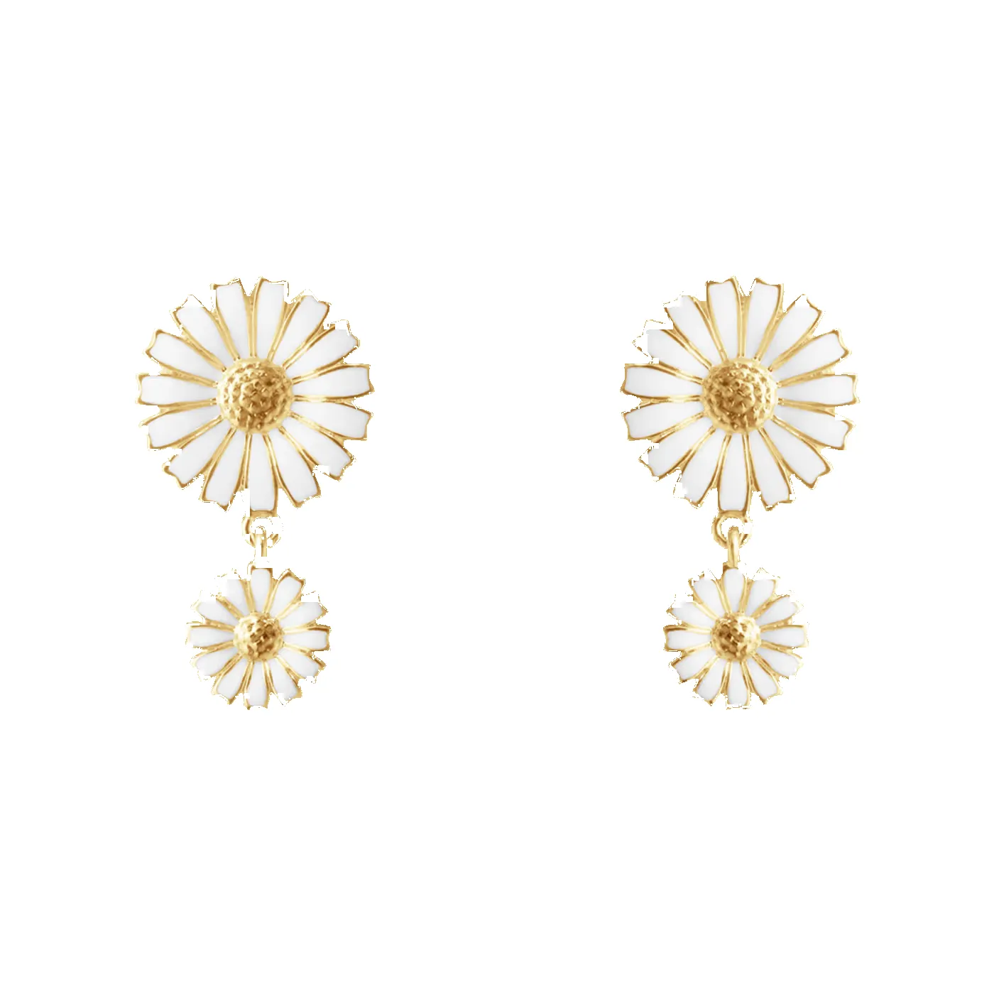 Georg Jensen Daisy 18ct Yellow Gold Plated White Enamel Double Earrings sold by C.W. Sellors