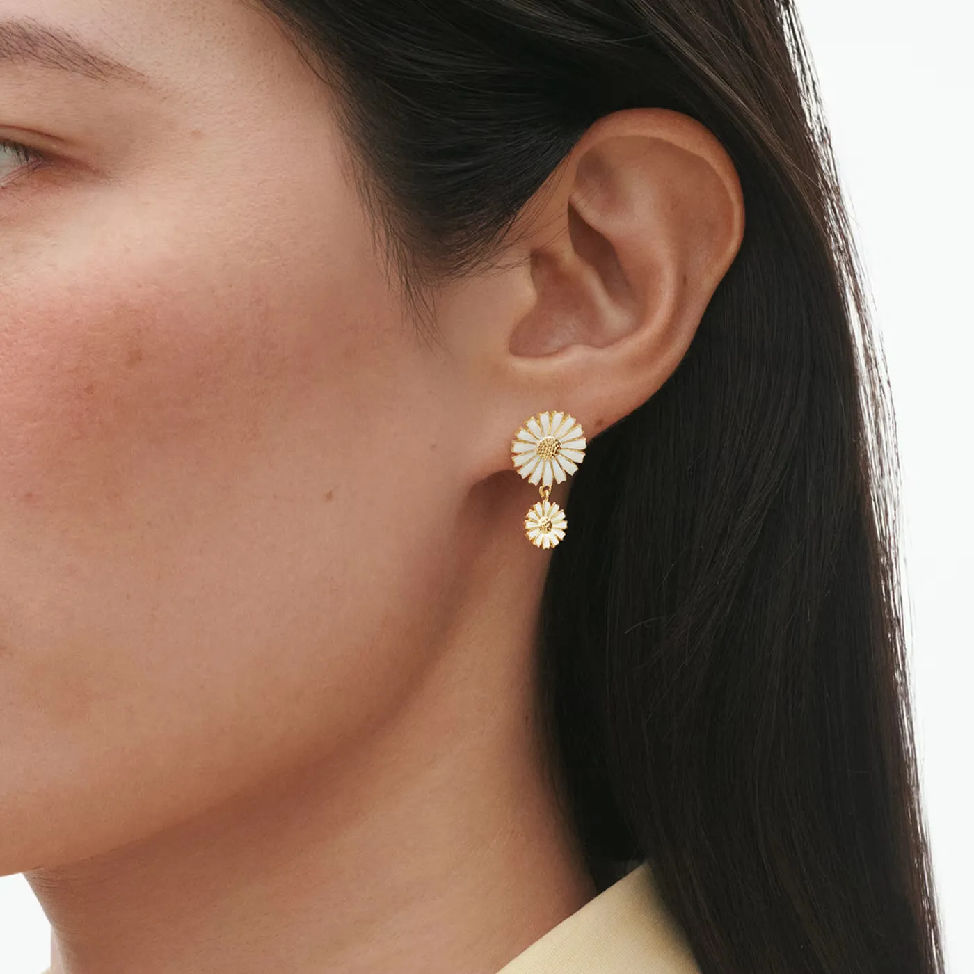 Georg Jensen Daisy 18ct Yellow Gold Plated White Enamel Double Earrings sold by C.W. Sellors product image thumbnail 2