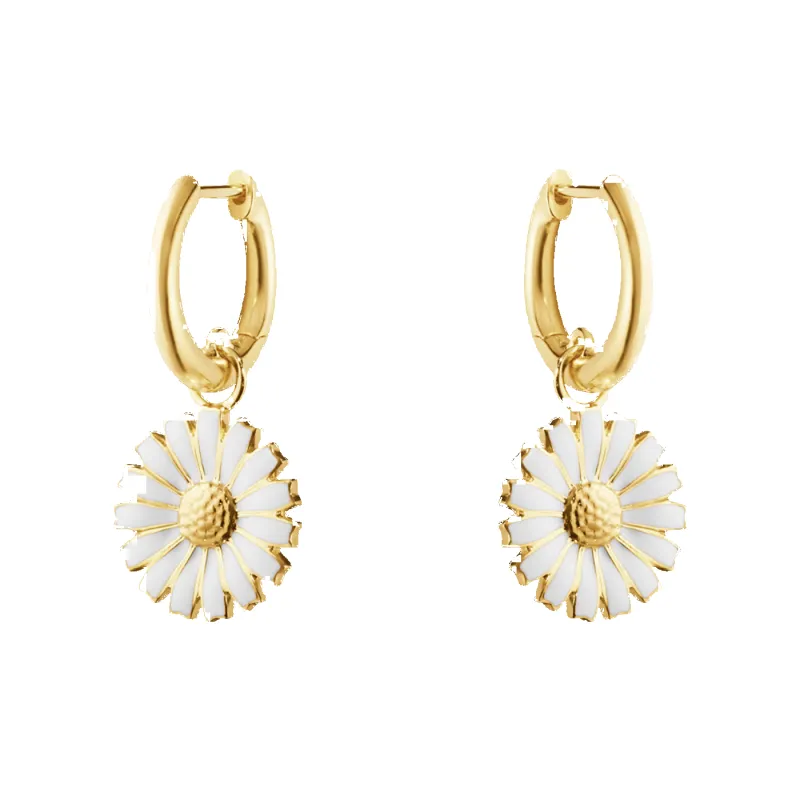 Georg Jensen Daisy 18ct Yellow Gold Plated White Enamel Earrings sold by C.W. Sellors